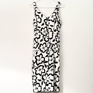 Monteau Floral Linen Button Midi Dress